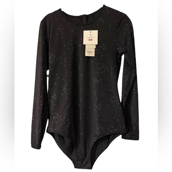 NWT Women’s Tomas Maier Uniqlo collab Black Palm tree Rash Guard size Large - Picture 1 of 2